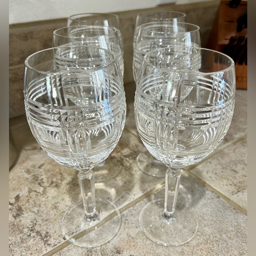Glen Plaid by RALPH LAUREN CRYSTAL Wine Glass Set of Six DISCONTINUED
